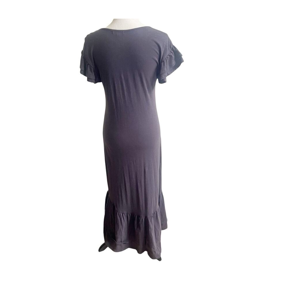 Z Supply Gray V-Neck Ruffle Sleeve Zella Cotton Slub Midi Dress Size XS - Picture 4 of 15